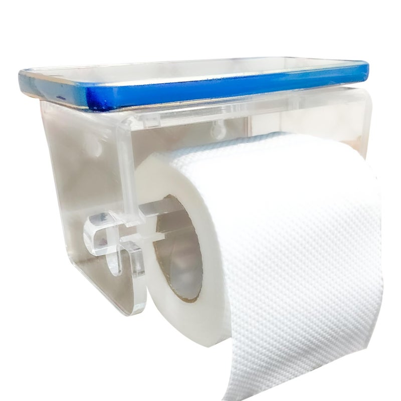Global Impex Acrylic Toilet Paper Holder with Mobile Stand - Stylish Bathroom Accessories, Space-Saving Toilet Roll Holder, Modern Design for Organized Bathroom (Transparent) - Image 1