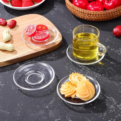 MARTVIA Glass Sucher Tea Serving Plate 5 Inch, Set of 6 Crystal Clear Glass Plate, Vintage Dinnerware for Pasta,Salad,Dessert Serving Party Fruits, Snacks Home Wedding Decor for Gift Set (MV-16) - Image 1