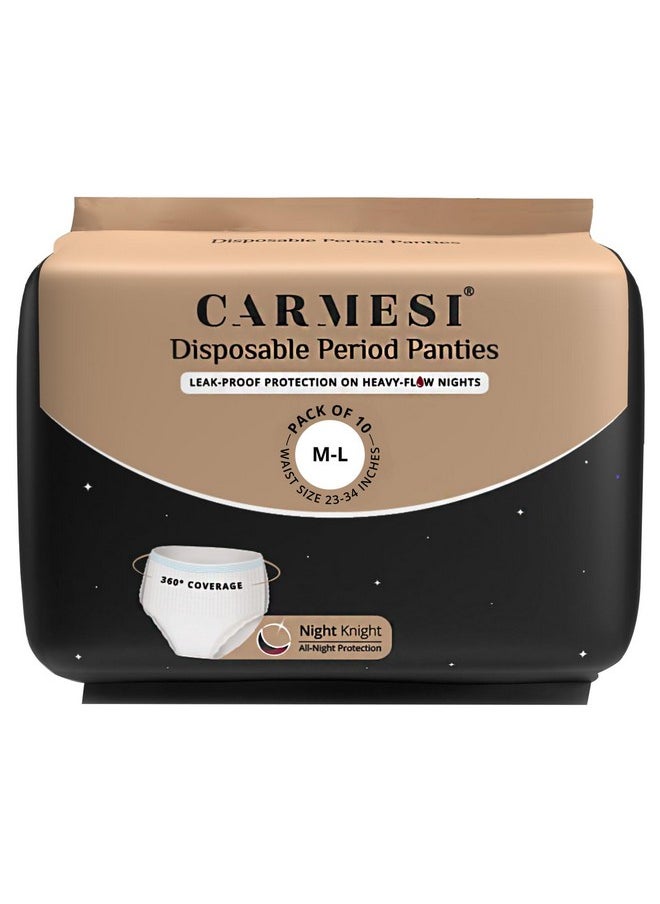 CARMESI Disposable Period Panties For Women - Pack Of 10 (M-L) | 360° Protection For Super Heavy Flow | Leak Proof & No Rashes | Maternity Panties | All Night Protection | Ultra Absorbent Core  - Image 1