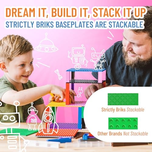 Strictly Briks Stackable Baseplate - Compatible with All Major Brands - 10 x 10 in, Green, 1 Pack - Sturdy Stackable Design for Building Brick Sets, Toy Brick Creations, Mats & Table Bases - Image 5