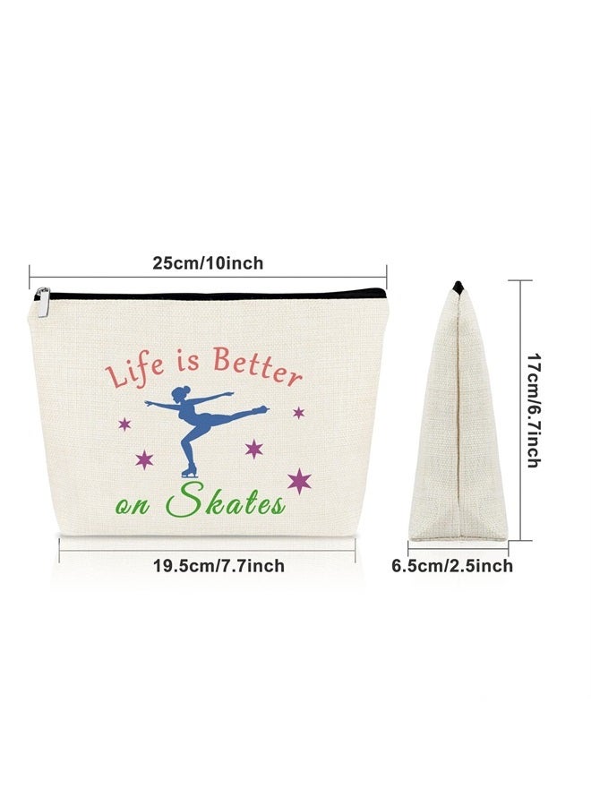 Sazuwu Ice Skating Gifts Makeup Bag 3PCS Inspirational Gift for Skate Lover Skating Team Gift for Girls Figure Skating Gifts Cosmetic Bag Graduation Gift for Skater Birthday Christmas Gifts for Friend - Image 1