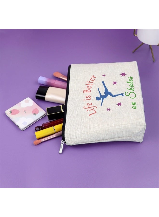 Sazuwu Ice Skating Gifts Makeup Bag 3PCS Inspirational Gift for Skate Lover Skating Team Gift for Girls Figure Skating Gifts Cosmetic Bag Graduation Gift for Skater Birthday Christmas Gifts for Friend - Image 4
