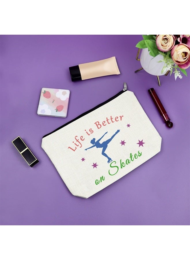 Sazuwu Ice Skating Gifts Makeup Bag 3PCS Inspirational Gift for Skate Lover Skating Team Gift for Girls Figure Skating Gifts Cosmetic Bag Graduation Gift for Skater Birthday Christmas Gifts for Friend - Image 5