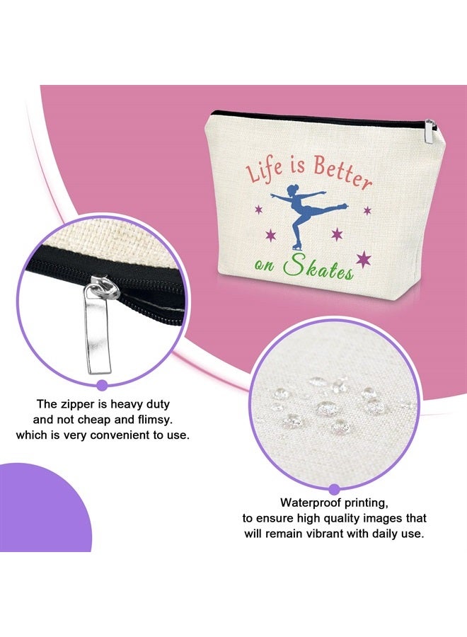 Sazuwu Ice Skating Gifts Makeup Bag 3PCS Inspirational Gift for Skate Lover Skating Team Gift for Girls Figure Skating Gifts Cosmetic Bag Graduation Gift for Skater Birthday Christmas Gifts for Friend - Image 2