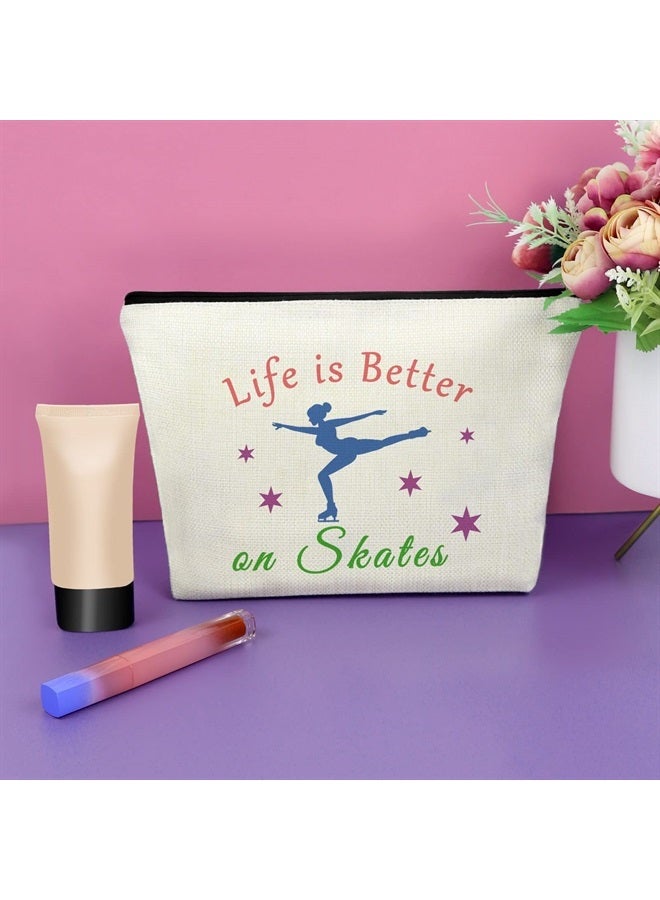 Sazuwu Ice Skating Gifts Makeup Bag 3PCS Inspirational Gift for Skate Lover Skating Team Gift for Girls Figure Skating Gifts Cosmetic Bag Graduation Gift for Skater Birthday Christmas Gifts for Friend - Image 3