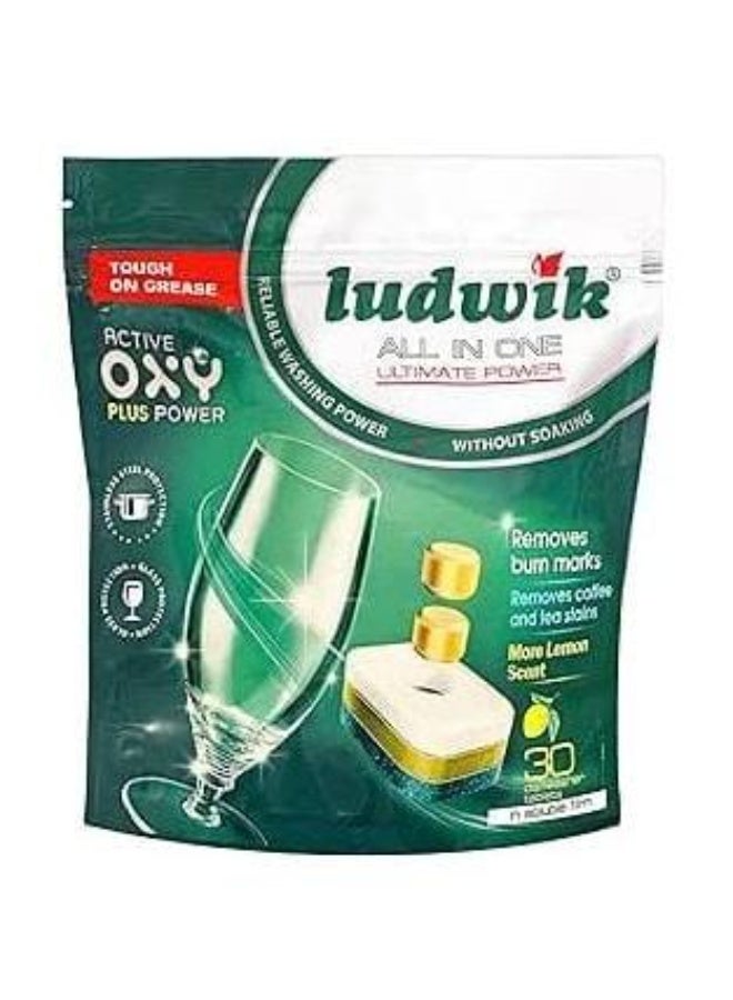 لودفيك أقراص غسالة الأطباق الكل في واحد بخلاصة الليمون من لودفيك، 30 قرص قطعتين + 14 قرص بخلاصة النعناع قطعة واحدة - Image 2