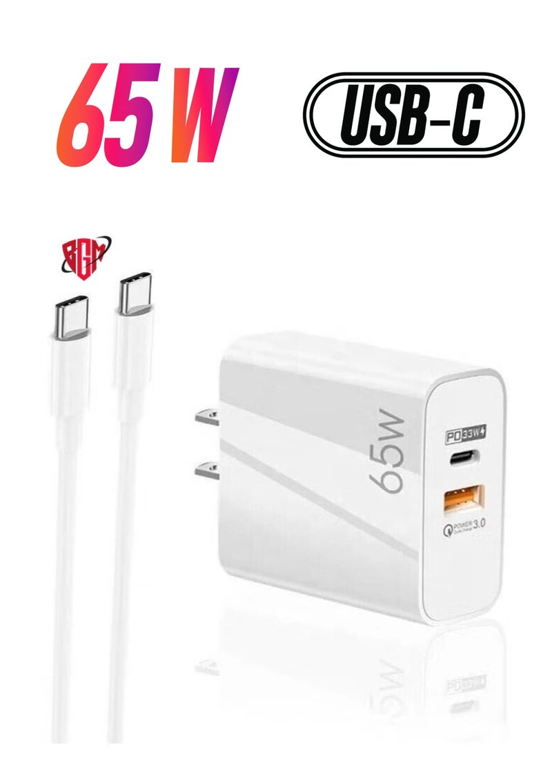 BGM - 65W Fast Charge Adapter For MacBook Pro Laptop Type C PD Quick Phone Charger For iPhone 13 11 iPad Huawei Samsung - Image 1