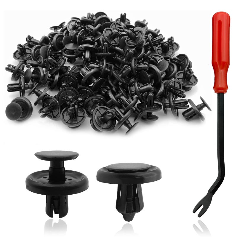TOPCNOEM 100Pcs Nylon Engine Under Cover Push-Type Retainer Clips Engine Splash Shield Fender Liner Trunk Lid Trim with Bonus Fastener Remover Compatible with Toyota Lexus 90467-07201 - Image 1