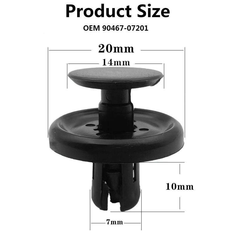 TOPCNOEM 100Pcs Nylon Engine Under Cover Push-Type Retainer Clips Engine Splash Shield Fender Liner Trunk Lid Trim with Bonus Fastener Remover Compatible with Toyota Lexus 90467-07201 - Image 2