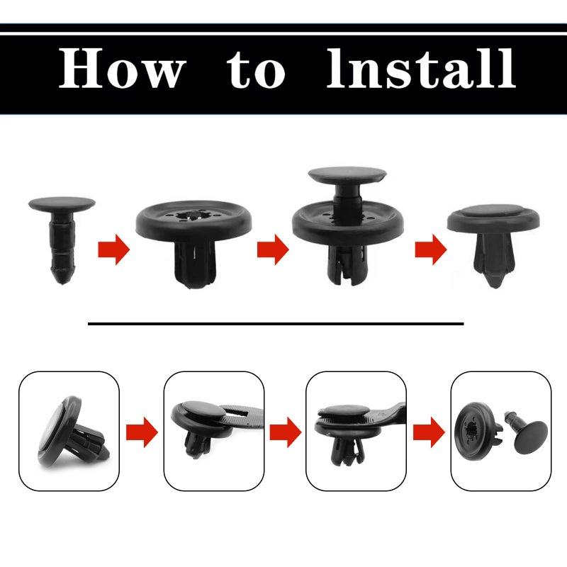 TOPCNOEM 100Pcs Nylon Engine Under Cover Push-Type Retainer Clips Engine Splash Shield Fender Liner Trunk Lid Trim with Bonus Fastener Remover Compatible with Toyota Lexus 90467-07201 - Image 4