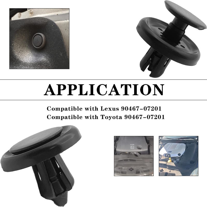TOPCNOEM 100Pcs Nylon Engine Under Cover Push-Type Retainer Clips Engine Splash Shield Fender Liner Trunk Lid Trim with Bonus Fastener Remover Compatible with Toyota Lexus 90467-07201 - Image 5