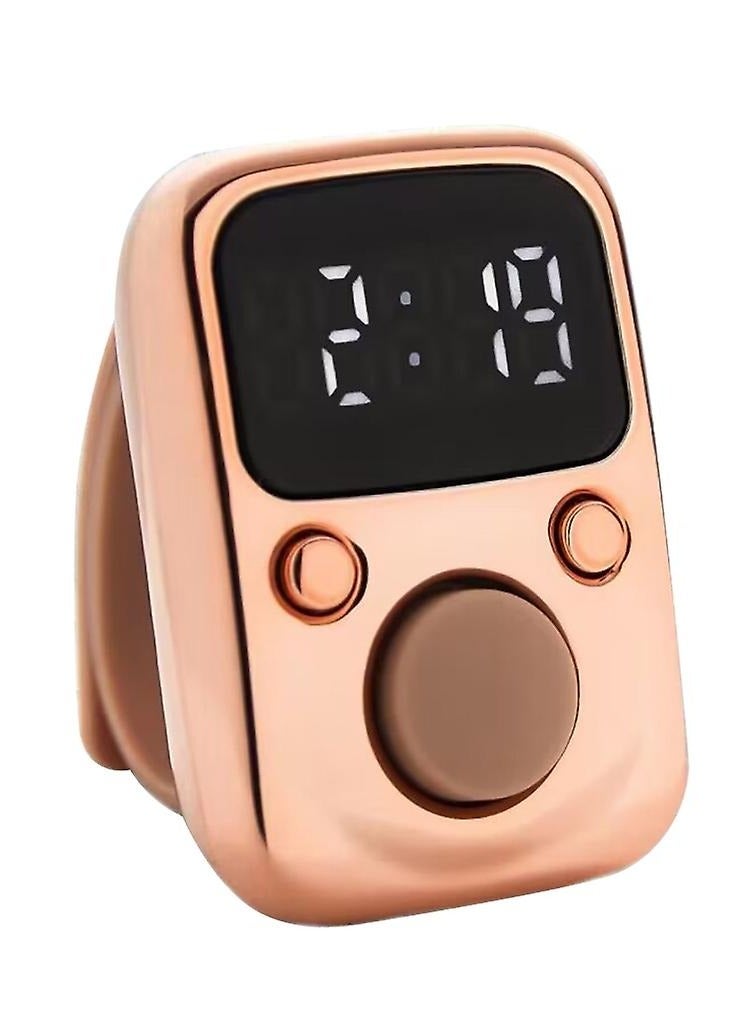 Electric Finger Tally Counter Digital  Tasbeeh Zikr Ring  Rose Gold - Image 1