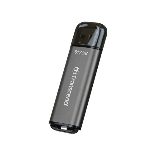 Transcend 512GB JF920 USB Flash Drive, USB3.2 Gen1, Up to 420MB/s, Aluminum Metallic housing, for Car Audio System, Sentry Mode, Smart TV and Gaming Console, Gray - TS512GJF920 - Image 1