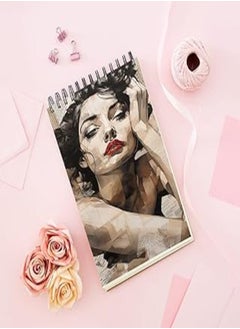 Generic Notebook With Trendy design - A painting of a woman with her hand on her head 