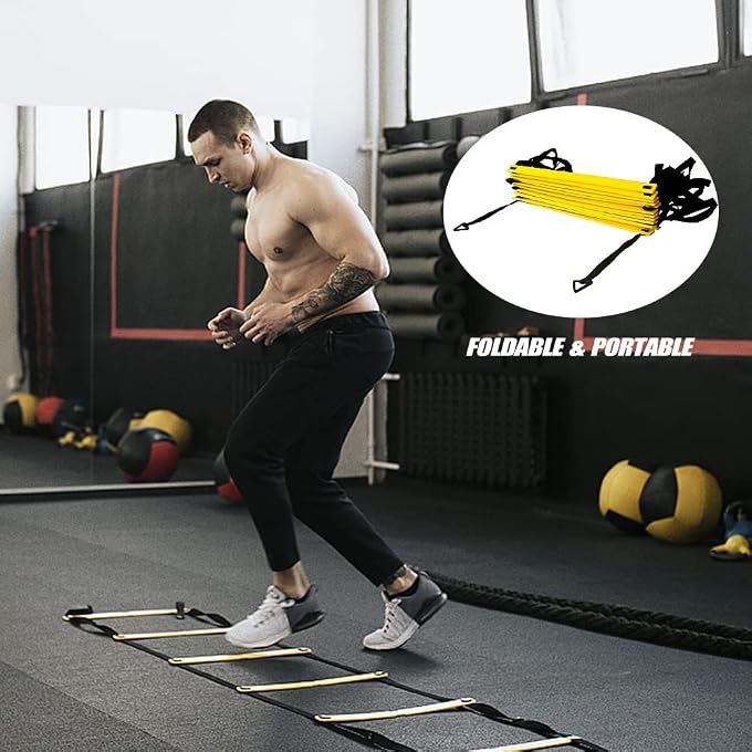 Speed Agility Training Kit Agility Ladder Football Ladder With 12-Rung With 12 Cones And 4 Stakes Football Training Equipment Speed Agility Training Kit - Image 2