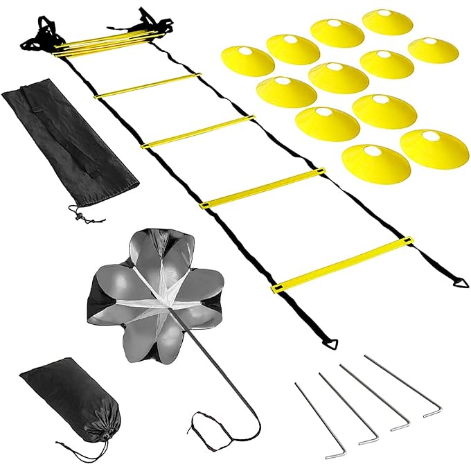 Speed Agility Training Kit Agility Ladder Football Ladder With 12-Rung With 12 Cones And 4 Stakes Football Training Equipment Speed Agility Training Kit - Image 1