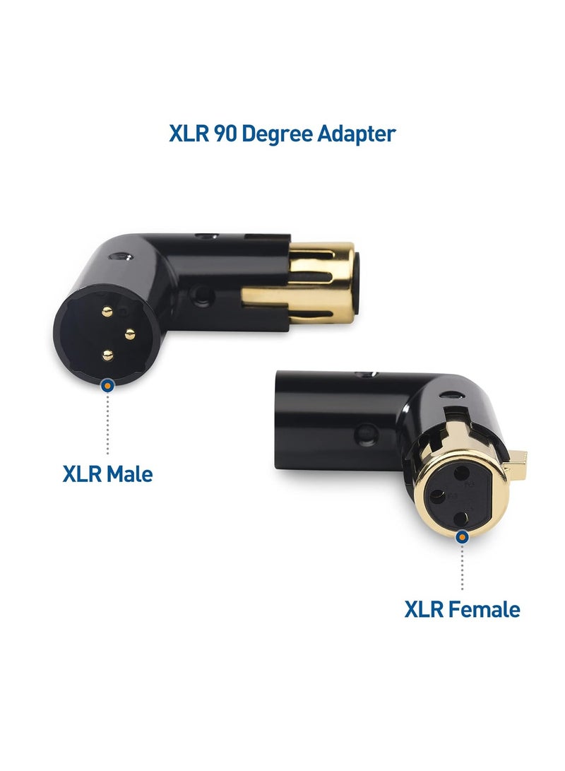 VKL محول XLR بزاوية 90 درجة للذكور إلى الإناث قابل للتعديل - عبوة 2 في الأسود (XLR 90 درجة) و 120 أوم 3-دبوس XLR تيرميناتور/تيرميناتور DMX - تكامل إشارة مثالي لأنظمة الإضاءة والصوت - Image 2