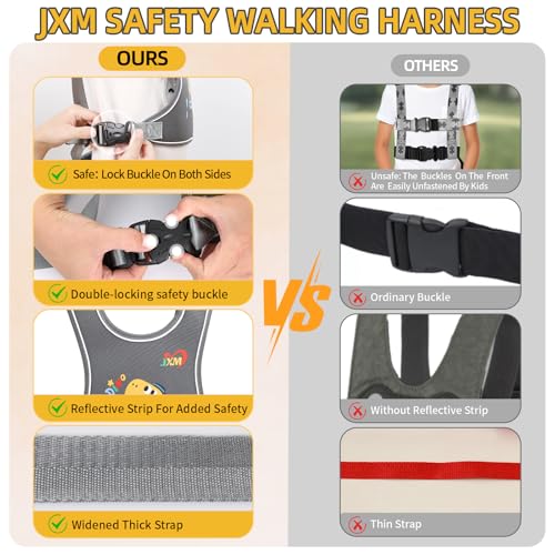 JXM Safety Walking Harness for Big Kids 6-12, Anti-Elopement Vest Harness for Autism Special Needs ADHD, Reflective Leash with Handle for Autistic, Active Children, Adjustable Tether for Travel and Crowds - Image 3