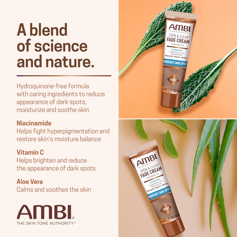ambi كريم أمبي للتفتيح والتوحيد، خالي من الهيدروكينون، علاج فرط التصبغ، مصحح للبقع الداكنة، نتائج في غضون 4 أسابيع، نياسيناميد، صبار، فيتامين C، 1 أونصة سائلة - Image 5
