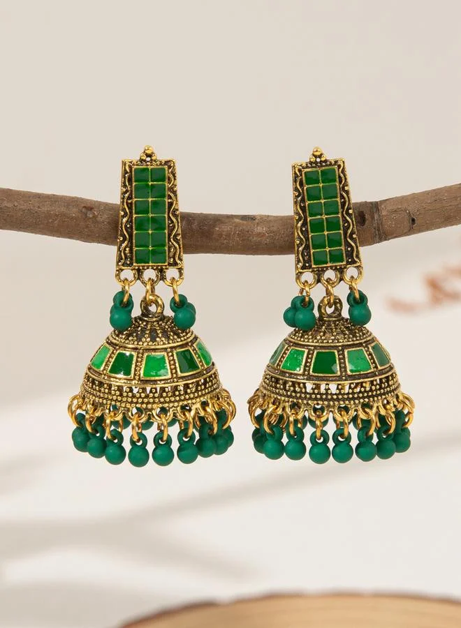 Take Two  Take Two Embellished Bell Shape Jhumka Tassel Earrings for Women | Best Price UAE