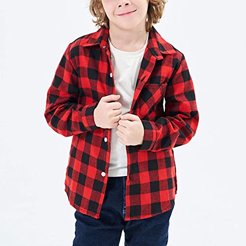 Yinggeli Boys Girls Plaid Shirts Long Sleeve Button Down Flannel Dress Shirts 2T - 8T(E001,2 Years) - Image 3