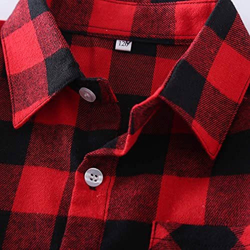 Yinggeli Boys Girls Plaid Shirts Long Sleeve Button Down Flannel Dress Shirts 2T - 8T(E001,2 Years) - Image 5