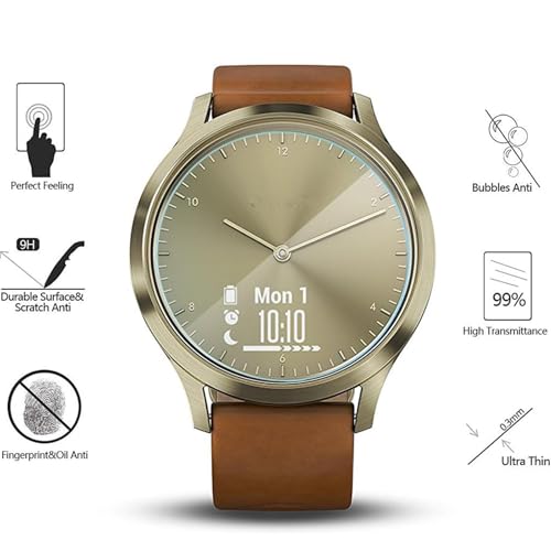 AKWOX [4-pack] Tempered Glass Screen Protector for Garmin Vivomove HR, [0.3mm 2.5D High Definition 9H] Premium Clear Screen Protector for Garmin Vivomove HR - Image 2