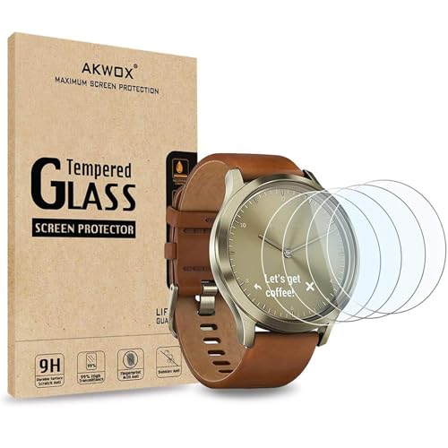 AKWOX [4-pack] Tempered Glass Screen Protector for Garmin Vivomove HR, [0.3mm 2.5D High Definition 9H] Premium Clear Screen Protector for Garmin Vivomove HR - Image 1