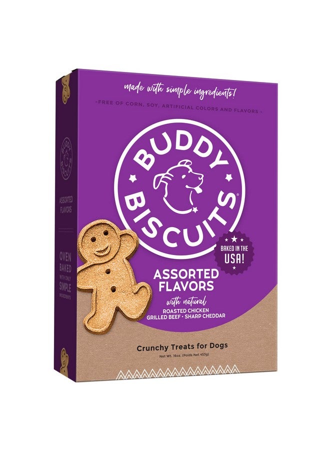BUDDY BISCUITS 16 Oz. Box Of Crunchy Dog Treats Made With Assorted Flavors Of Roasted Chicken, Grilled Beef, And Sharp Cheddar - Image 1