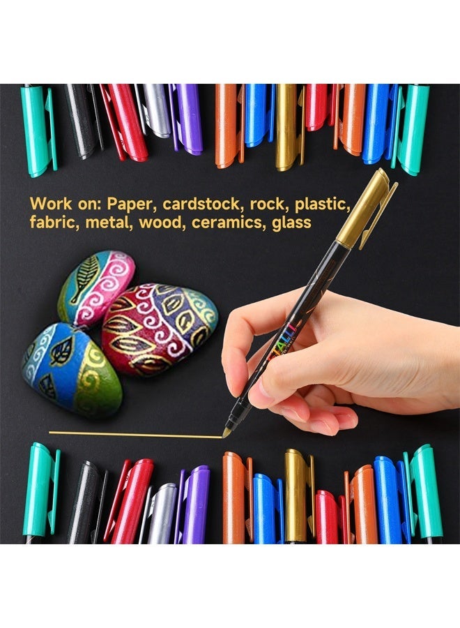 SHANDS 12 Metallic Color Water-Based Markers with a 1Mm Fine Tip - Quick-Drying Vibrant Colors, Suitable for Art Sketches, Journaling, Scrapbooking, DIY Crafts, Holiday Gifts, And School Stationery. - Image 3