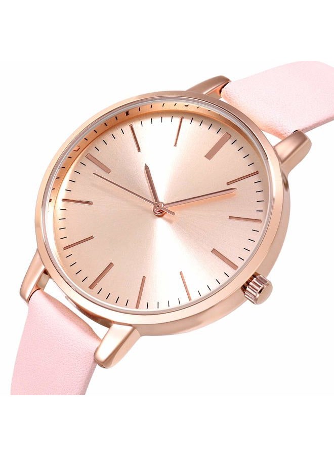 KIMOMT Women's Watches Leather Band Luxury Quartz Watches Waterproof Fashion Creative Wristwatch for Women Girls Ladies, Pink Rose, 38mm Case Diameter, strap - Image 2
