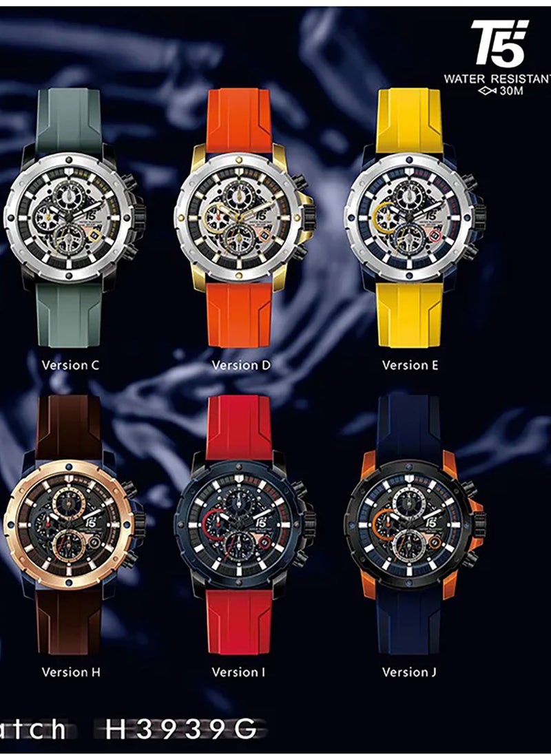 T5 - T5 Men's Chronograph Silicone strap Watch - Image 1