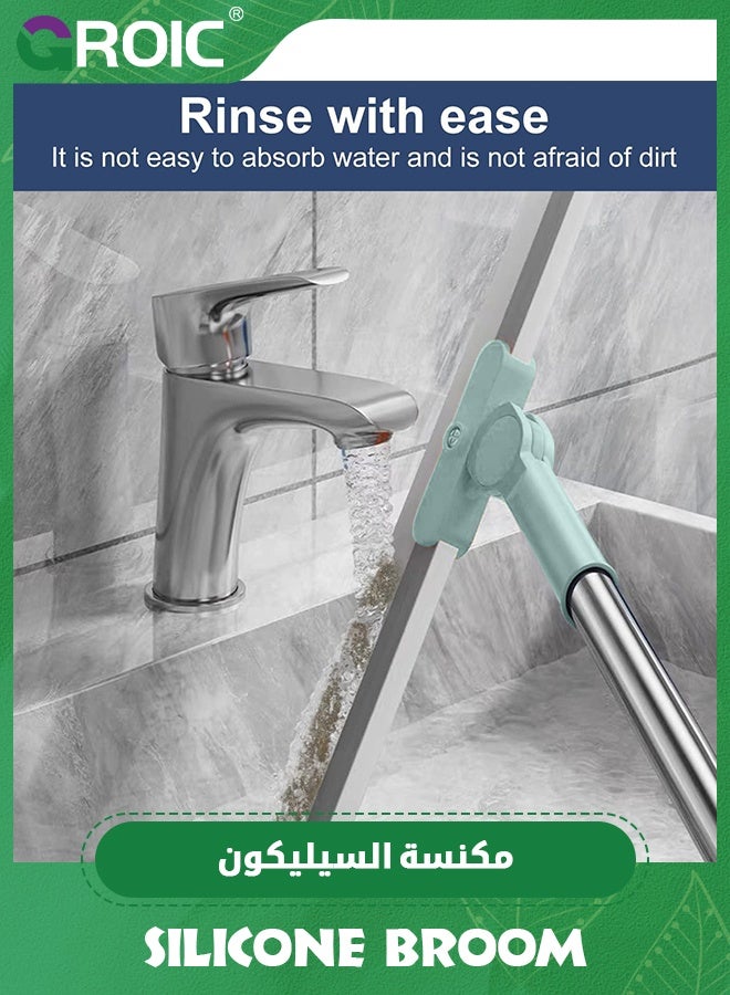 GROIC Rubber Squeegee Broom for Floor, Long Handle Window Squeegee, Silicone Pet Hair Remover,Magic Broom for Indoor Cleaning,Cleans glass, hair, fine dust, liquids, with 3 Replacing Rubber Strip - Image 4