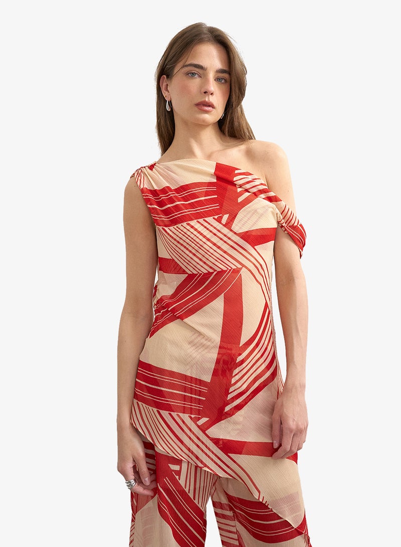 TOPSHOP Noel Sheer Stripe Off-Shoulder Top - Image 1