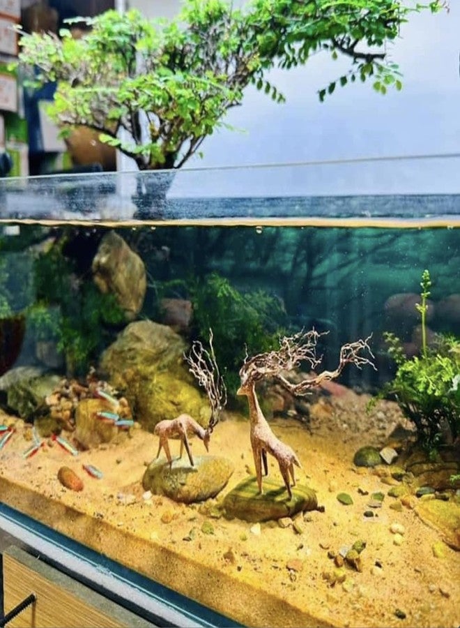 Azil Driftwood Deer Aquarium Decoration - Unique & Artistic Fish Tank & Terrarium Ornament, Safe & Eco-Friendly for Aquascaping & Reptile Habitats (Deer with Long Antlers) - Image 2