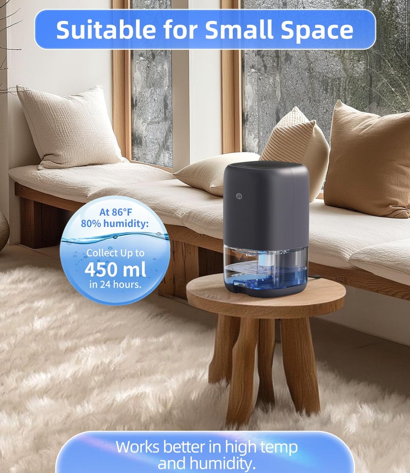 TABYIK Dehumidifier, 35 OZ Small Dehumidifiers for Bedroom for Home, Quiet with Auto Shut Off, Dehumidifiers for Bedroom (280 sq. ft), Bathroom, RV, Closet, Grey - Image 3
