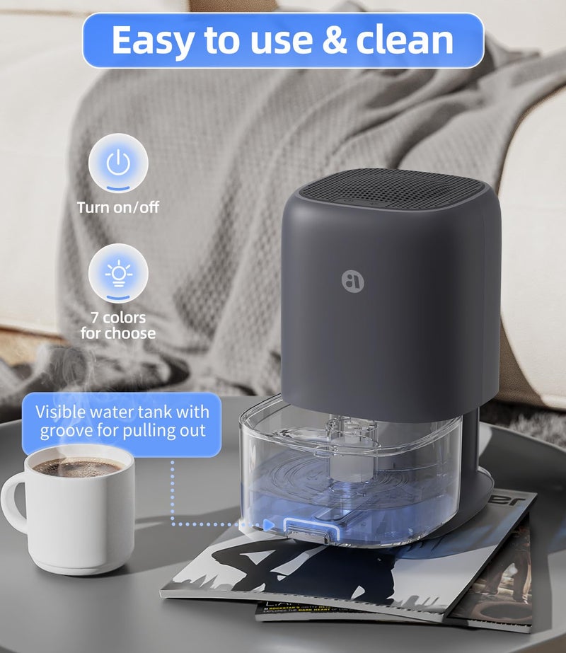 TABYIK Dehumidifier, 35 OZ Small Dehumidifiers for Bedroom for Home, Quiet with Auto Shut Off, Dehumidifiers for Bedroom (280 sq. ft), Bathroom, RV, Closet, Grey - Image 5