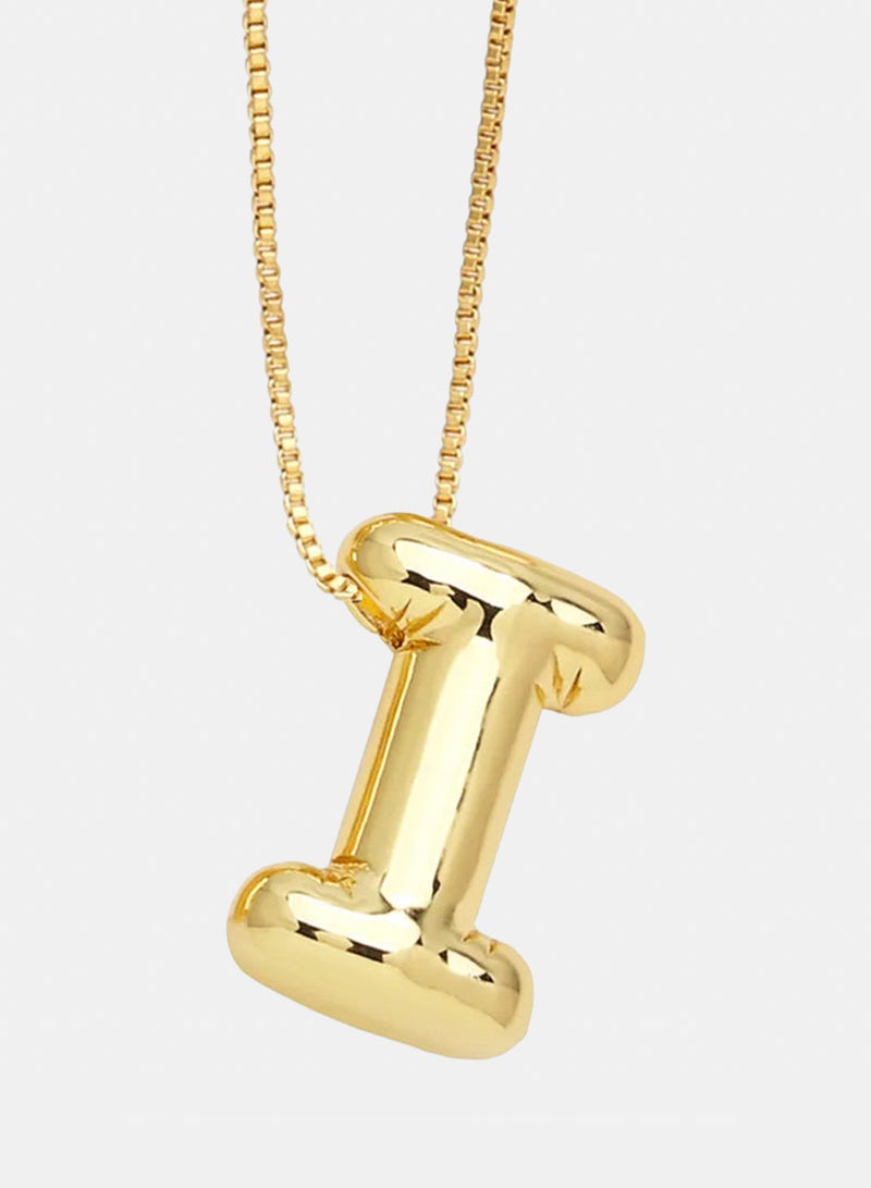 Bubble Initial Letter Necklace - I (Stainless Steel)