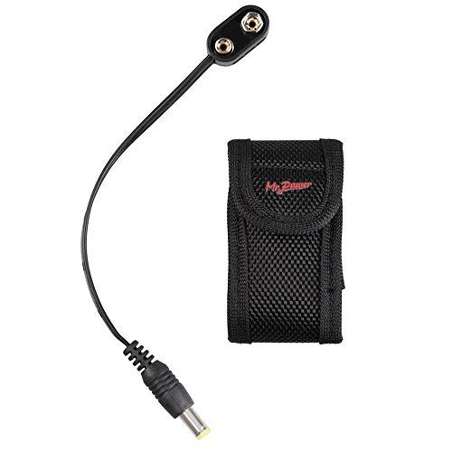 Mr.Power 9V Battery Clip Converter Power Cable Snap Connector 2.1mm 5.5mm Plug for Guitar Effect Pedal (Straight Angle, 1 Cable + 1 Battery Bag) - Image 1