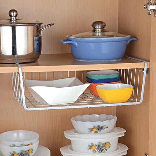 Go Hooked Undershelf Basket Large 16 Inch Set of 2 Undershelf Large Organizer for Kitchen Drawer Space Saving Durable Versatile Heavy Duty Sleek and Sturdy Efficient Compact Modern - Image 2