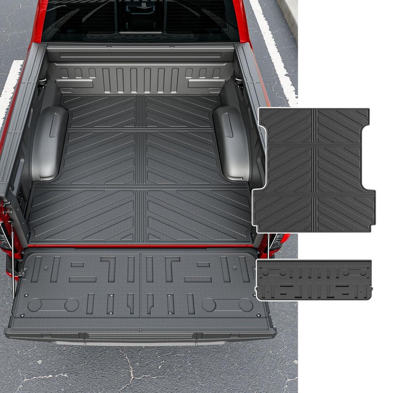 powoq 5.5FT Truck Mat Compatible with 2021 2022 2023 2024 2025 2026 Ford F150 Truck Bed Mat TPE Tailgate Liner Replacement for 2021-2026 Ford F-150 Accessories (5.5FT Bed Mat+Tailgate Mat) - Image 1