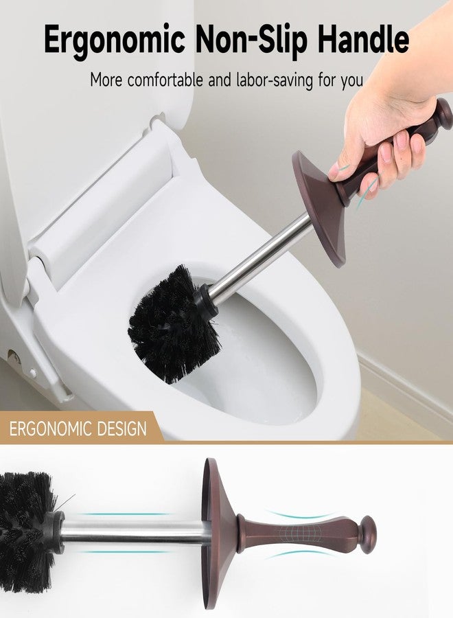 UNCONSIL Bronze Toilet Brush and Holder，Extra Long Handled Toilet Brush for Bathroom，Stainless Steel Heavy Duty Toilet Bowl Brush,Deep Cleaning Modern Toilet Cleaner Brush -Space Saving, Covered Brush, Durable - Image 3