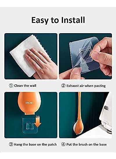 Perfect Pricee - Perfect Pricee New Silicone Water Drop Toilet Brush and Holder Set Wall-Mounted Creative Automatic Opening and Closing Light Luxury Silicone Toilet Brush with Holder 1pc - Image 1
