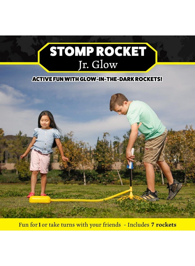 Stomp Rocket Jr Glow Rocket Launcher for Kids, 7 Rockets - Glow in The Dark Fun Backyard & Outdoor Kids Toys Gifts for Boys & Girls -Toy Soft Foam Blaster Set - Multi-Player Adjustable Launcher Stand - Image 2
