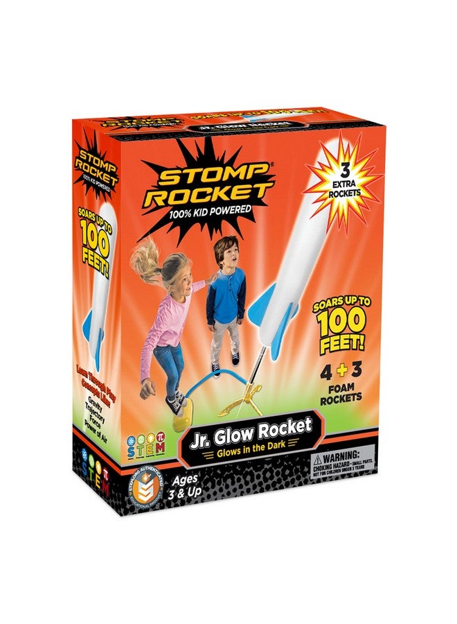Stomp Rocket Jr Glow Rocket Launcher for Kids, 7 Rockets - Glow in The Dark Fun Backyard & Outdoor Kids Toys Gifts for Boys & Girls -Toy Soft Foam Blaster Set - Multi-Player Adjustable Launcher Stand - Image 1