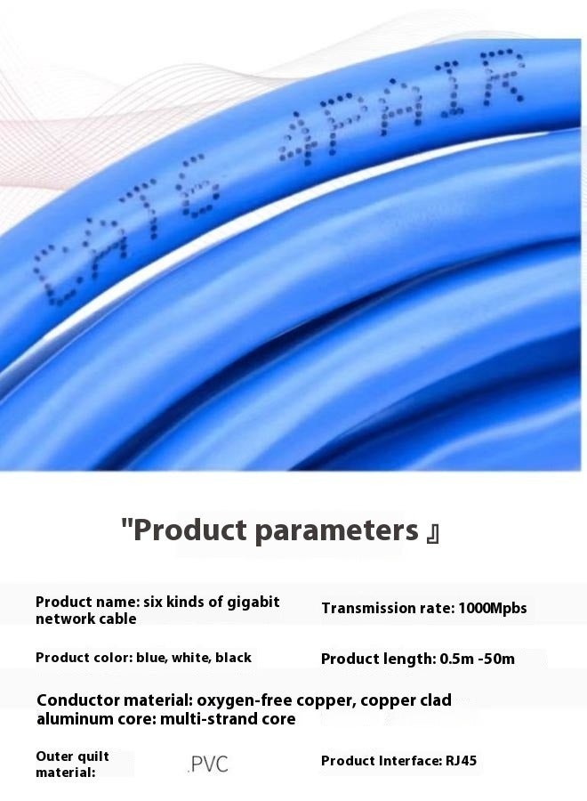 RJ45 CAT6 Ethernet LAN Network Cable Blue,30m Blue Ethernet LAN Network Internet Computer Patch Solid Wire - Image 5