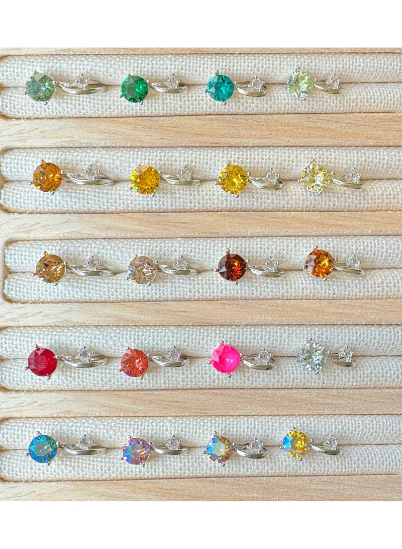 Asan Ge Women's Artificial Crystal Diamond Ear Clip s925 Silver Ear Clip Without Ear Hole, 8mm Eight Heart Eight Arrow Sparkling Diamond Earrings - Image 3