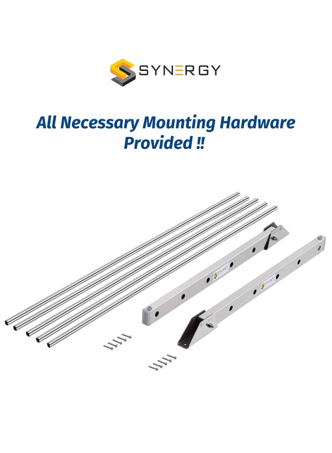 Synergy - 5 Pipes x 2 Feet - Heavy Duty Stainless Steel Foldable Wall Mounted Cloth Dryer Clothes Drying Stand  SY-GL1 - Image 4