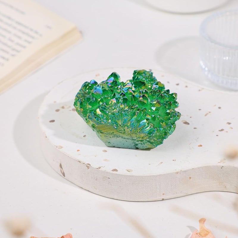 SUNYIK Green Titanium Coated Crystal Cluster,Quartz Drusy Geode Gemstone Specimen Specimen Sphere Figurine(0.2-0.3lb) - Image 4