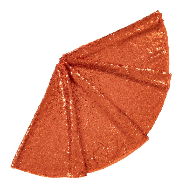 ShinyBeauty 48Inch Embroidery Sequin Christmas Tree Skirt Orange Tree Skirts